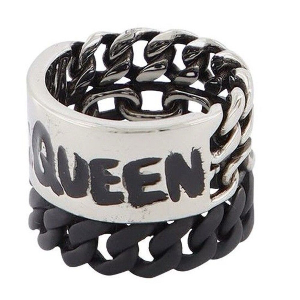 Alexander McQueen Graffiti Logo Chain Ring Size IT 21 US M Mens Retail: $390
